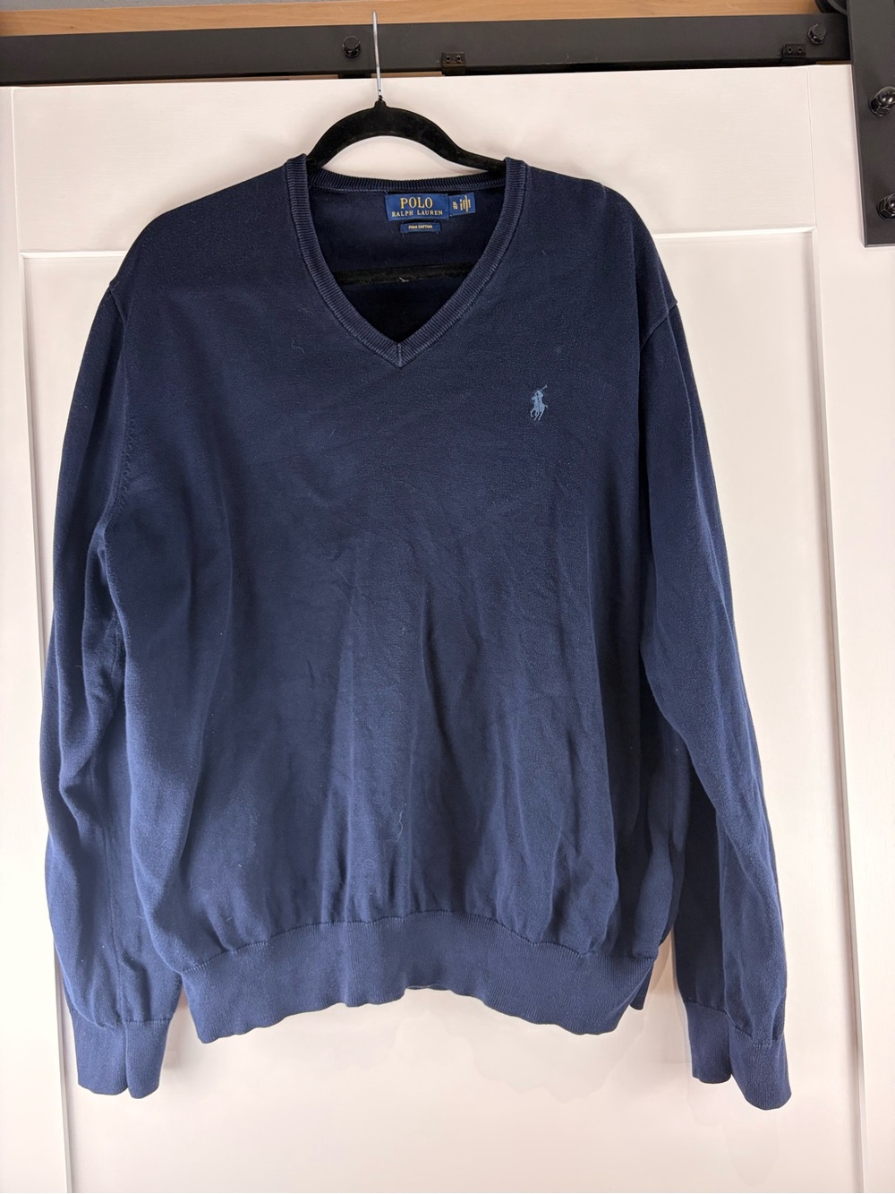 Polo Ralph Lauren Pima Cotton V-Neck Sweater Navy Blue Men’s XL